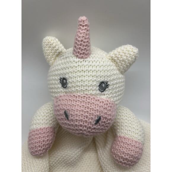 Modern Baby Knit Unicorn Security Blanket Cream & Pink - Picture 3 of 12